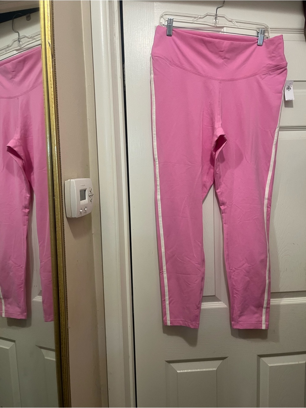 Old Navy Pink Leggings with White Side Stripes